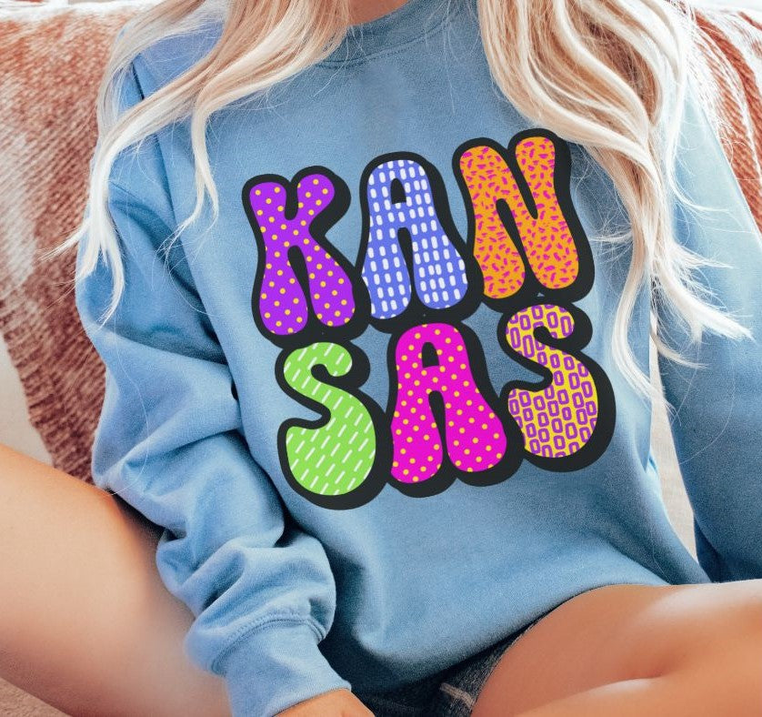 Kansas Neon pattern state - DTF
