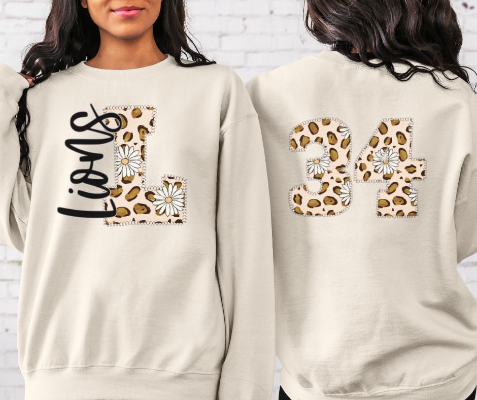 Lions Leopard and Daisy Mascot (letter and mascot name) - DTF