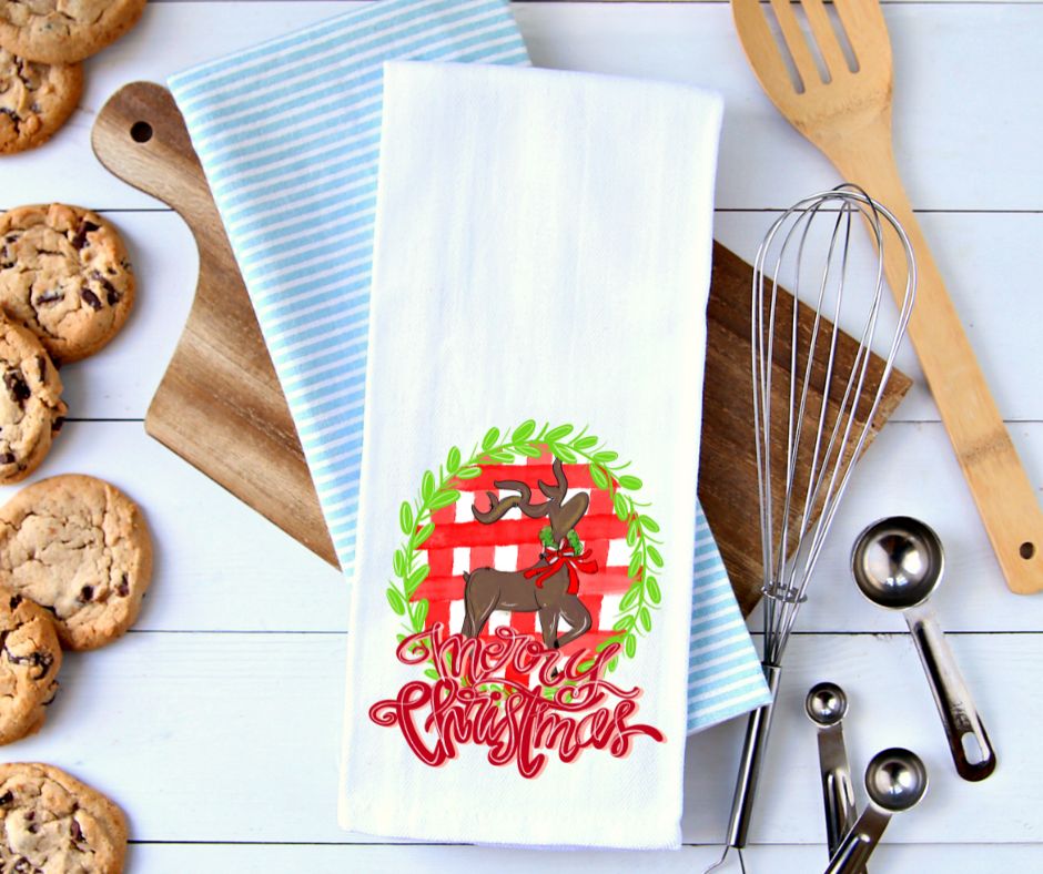 Merry Christmas Reindeer - DTF (tea towel transfer)