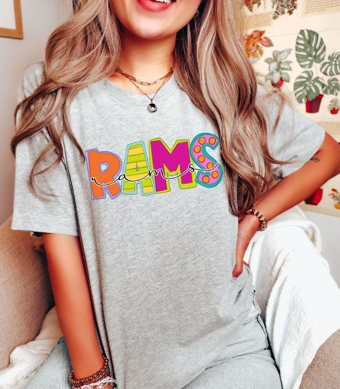 Rams Funky Block Mascot - DTF