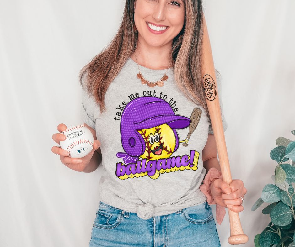 Take me out to the Ballgame - Softball (purple)- DTF