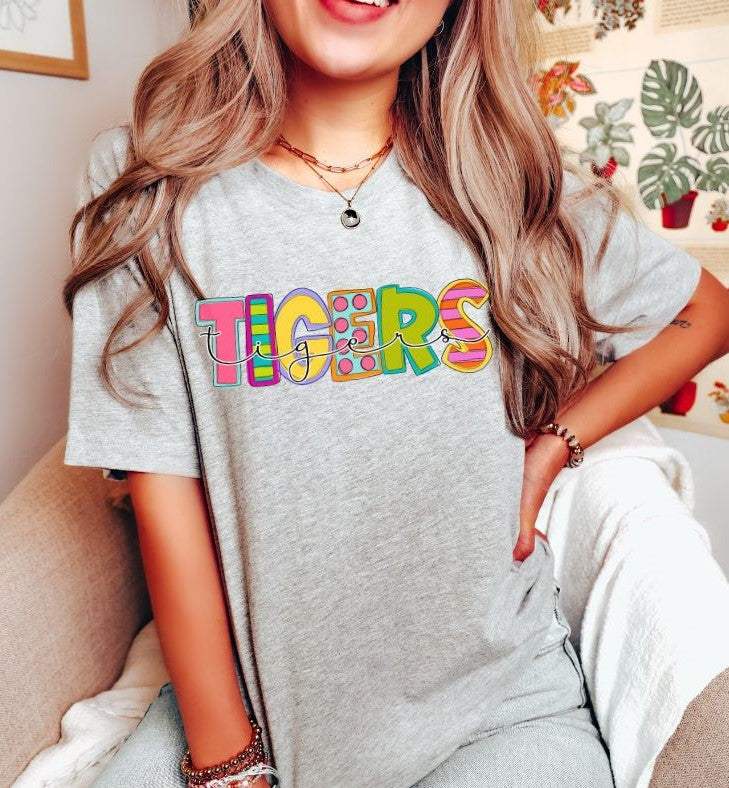 Tigers Funky Block Mascot - DTF