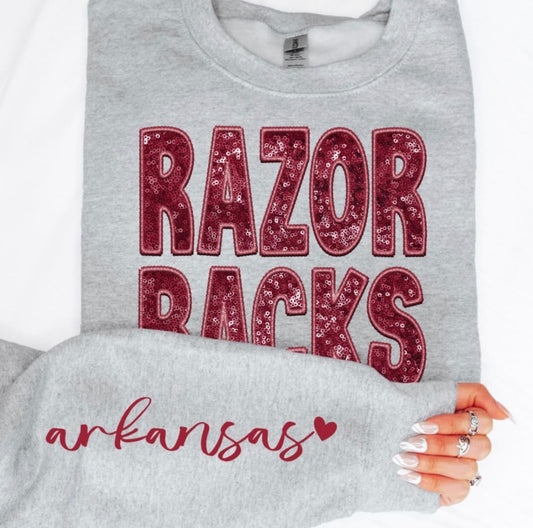 Razorbacks (Sequins/Embroidery look) - DTF