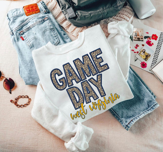 Game Day Leopard (Embroidery look) - West Virginia - DTF