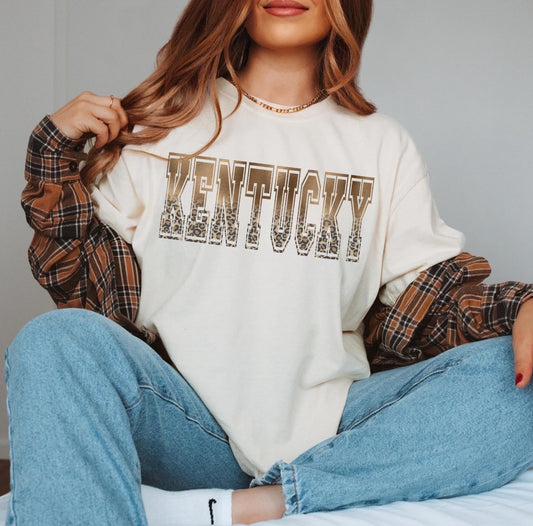 Kentucky (ombre gold foil and leopard) - DTF