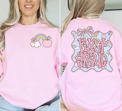 First Grade (Seersucker Grade Level/School Staff Frame) - DTF