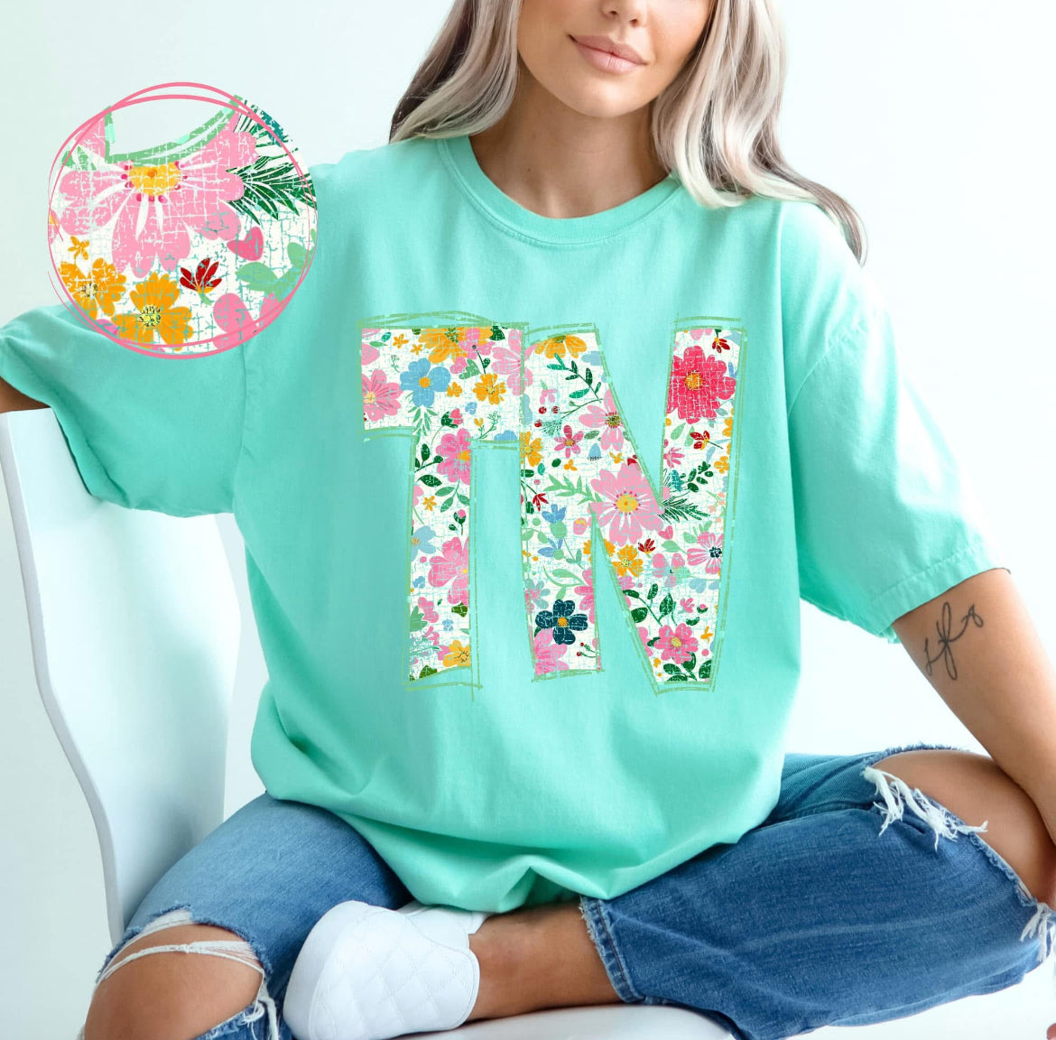 TN (Floral Doodle Distressed State) - DTF