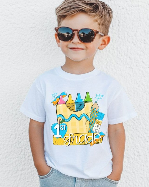 1st Grade Blue (Back to School Pink and Blue Grade Level) - DTF