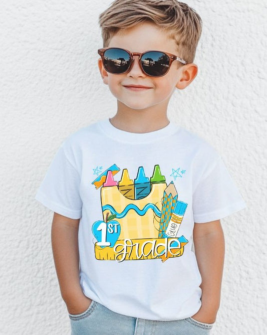 1st Grade Blue (Back to School Pink and Blue Grade Level) - DTF