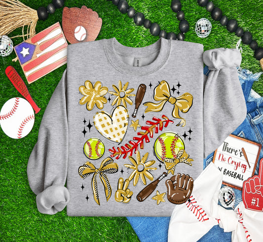Play Ball Collage - Vegas Gold (Softball) - DTF