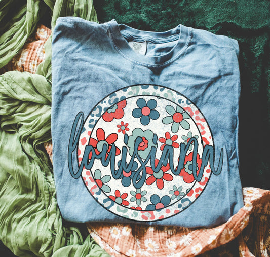 Louisiana (Patriotic Boho Floral State - transparent and non-transparent) - DTF