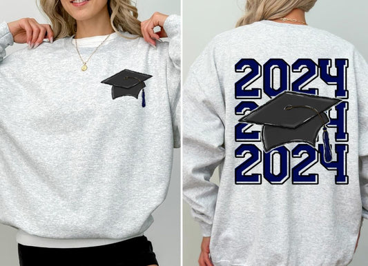 Senior/Graduation Class of 2024 - Navy (2-in-1 (front pocket/back design) - DTF