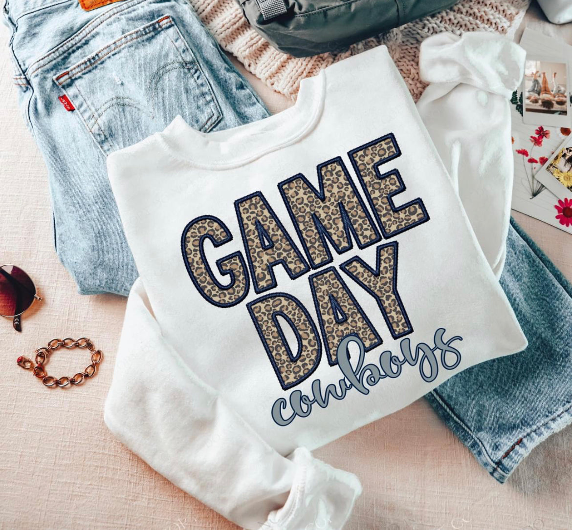Game Day Leopard (Embroidery look) - Cowboys - DTF