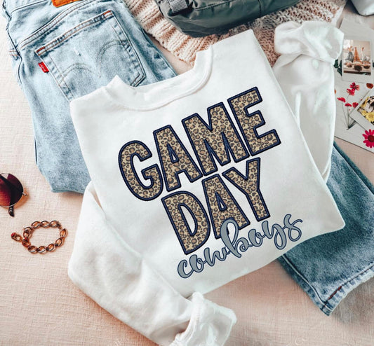 Game Day Leopard (Embroidery look) - Cowboys - DTF