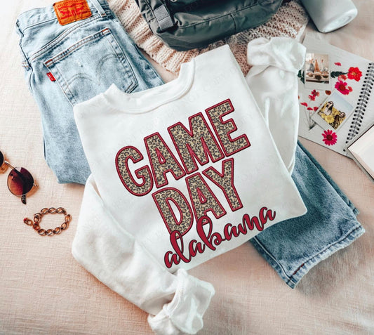 Game Day Leopard (Embroidery look) - Alabama - DTF