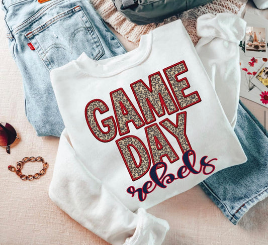 Game Day Leopard (Embroidery look) - Rebels - DTF
