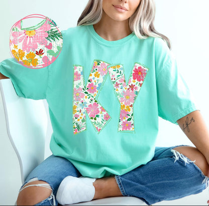 KY (Floral Doodle Distressed State) - DTF
