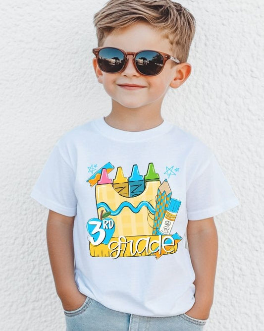 3rd Grade Blue (Back to School Pink and Blue Grade Level) - DTF