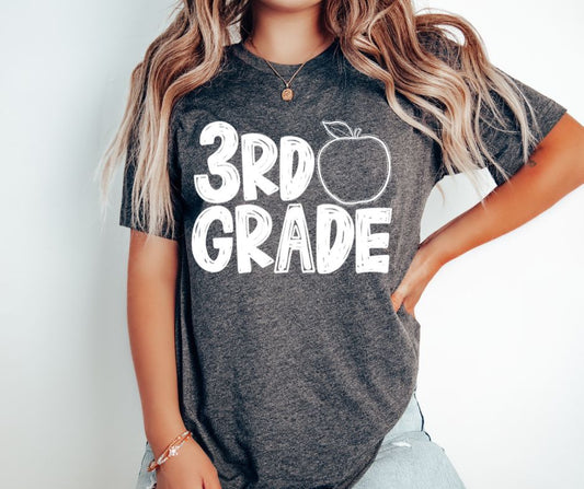 Third Grade Apple Monogram - DTF