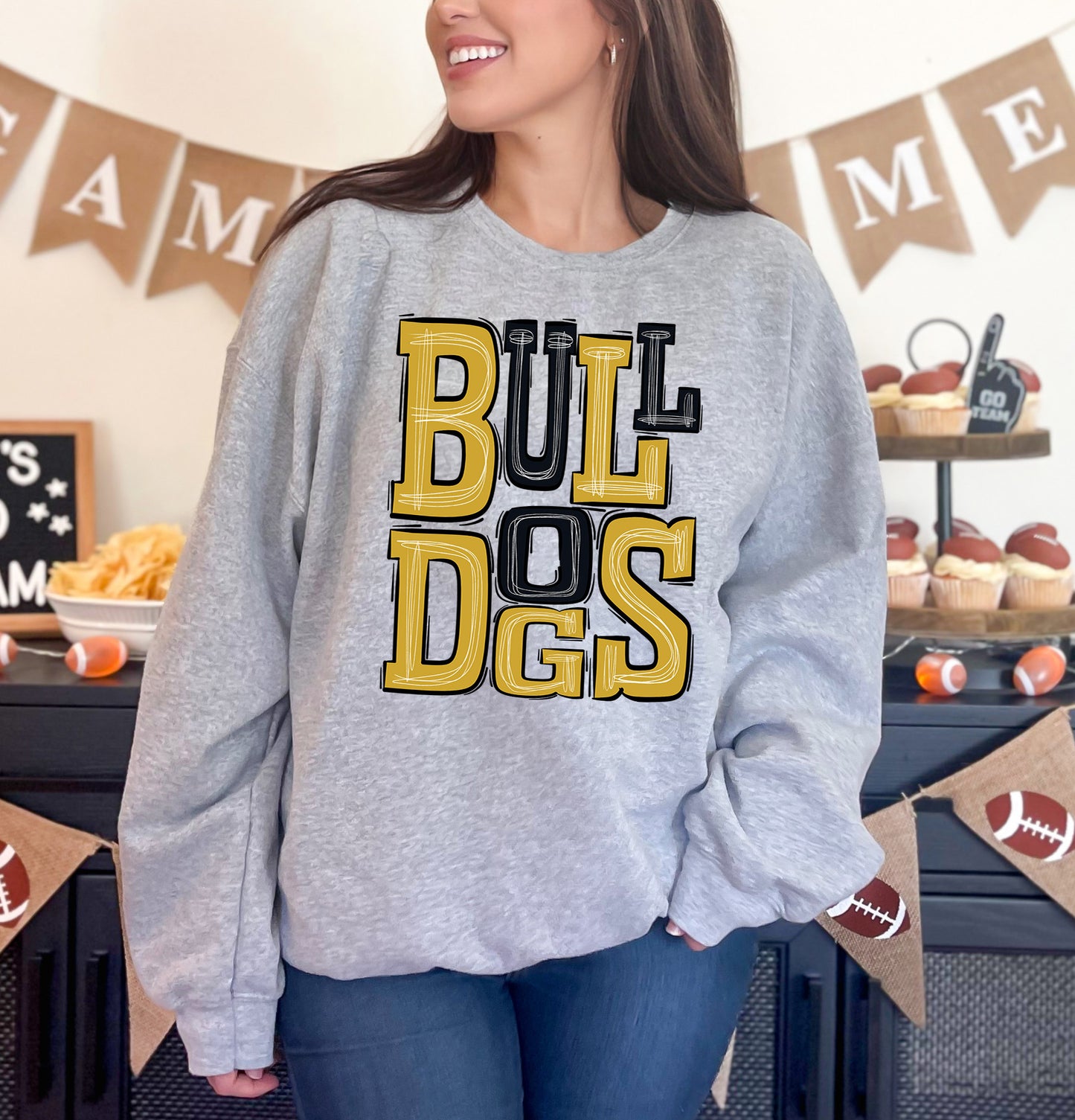 Bulldogs - Black/Gold (Sporty Mascots) - DTF