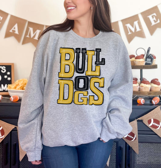 Bulldogs - Black/Gold (Sporty Mascots) - DTF