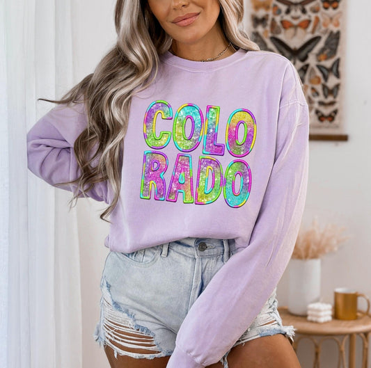 Coloado (colorful Tie Dye faux sequin embroidered look) - DTF