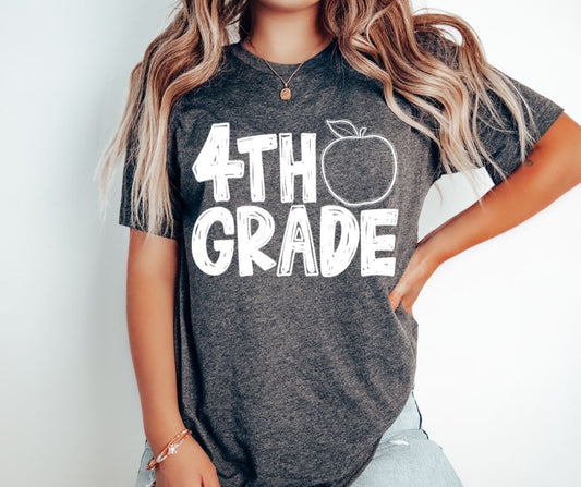 Fourth Grade Apple Monogram - DTF