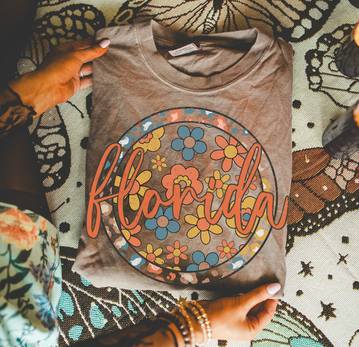 Florida (Boho Floral State - transparent and non-transparent) - DTF