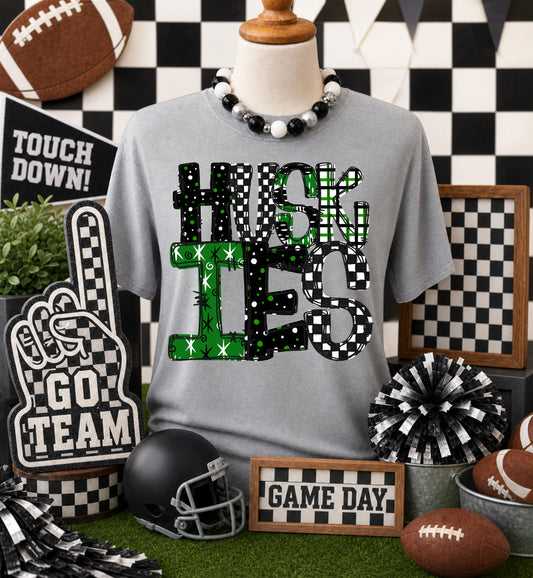 Huskies - Green (Game Day Patterns Mascot) - DTF