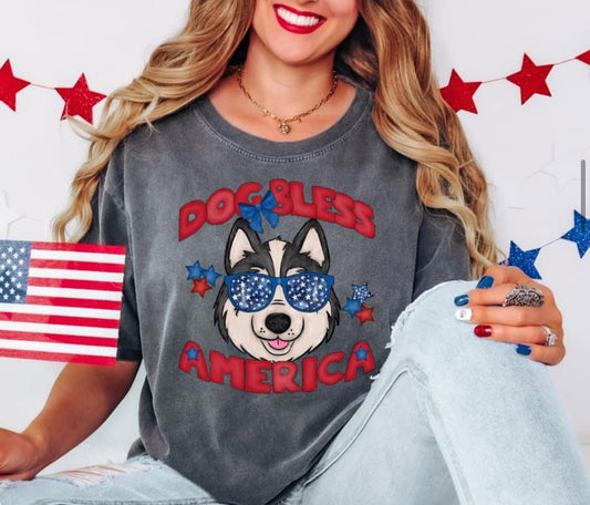 Dog Bless America (Huskie) - DTF