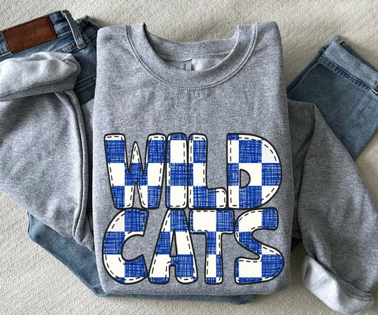 Wildcats (Bubble Stitch Distressed Checker) - DTF