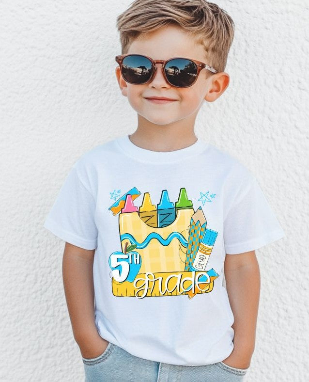 5th Grade Blue (Back to School Pink and Blue Grade Level) - DTF