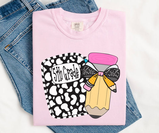 Fifth Grade (Leopard Pencil Bow) - DTF