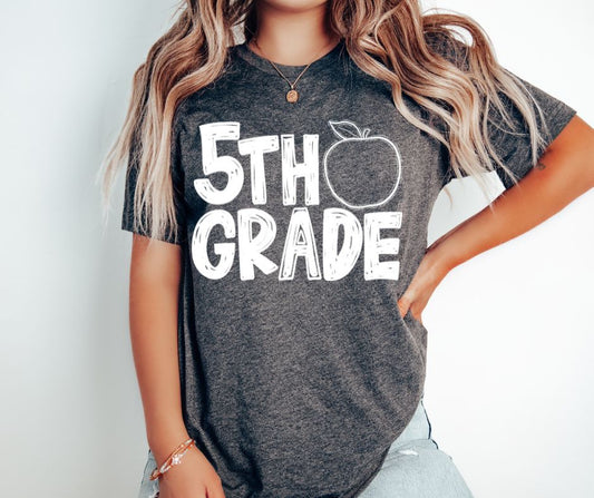 Fifth Grade Apple Monogram - DTF