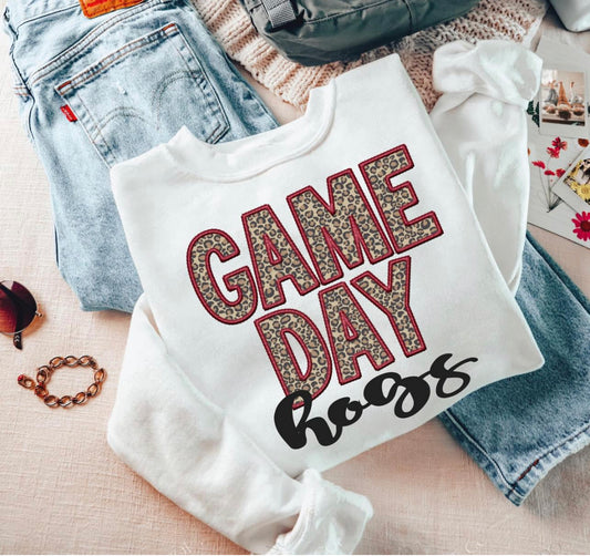 Game Day Leopard (Embroidery look) - hogs - DTF
