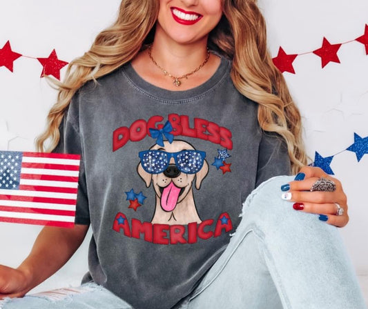 Dog Bless America (Yellow Lab) - DTF