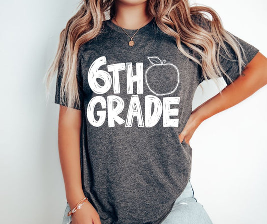 Sixth Grade Apple Monogram - DTF