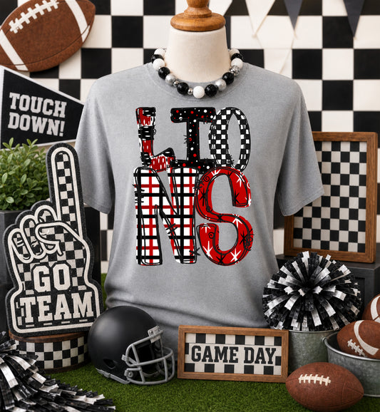 Lions - Red (Game Day Patterns Mascot) - DTF