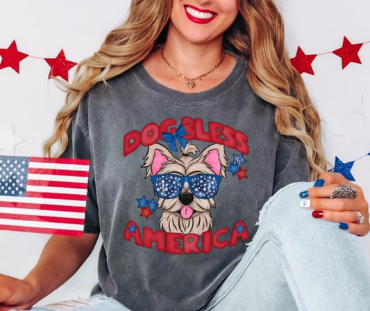 Dog Bless America (Yorkie) - DTF