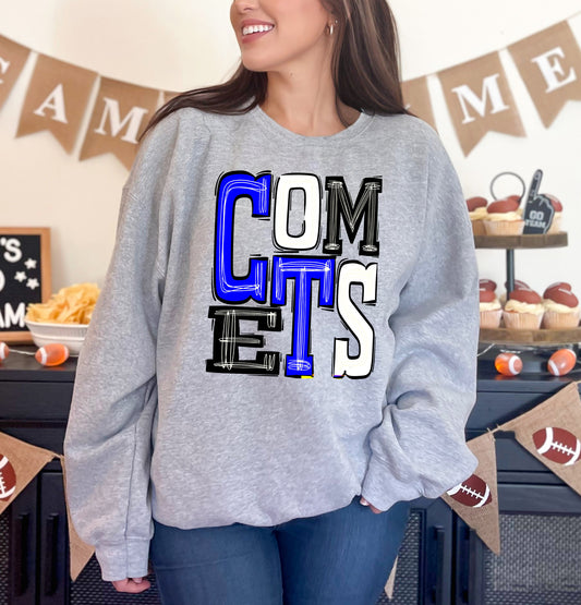 Comets - royal blue/black/white (Sporty Mascots) - DTF