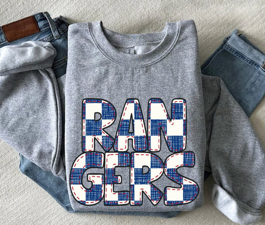 Rangers (Bubble Stitch Distressed Checker) - DTF