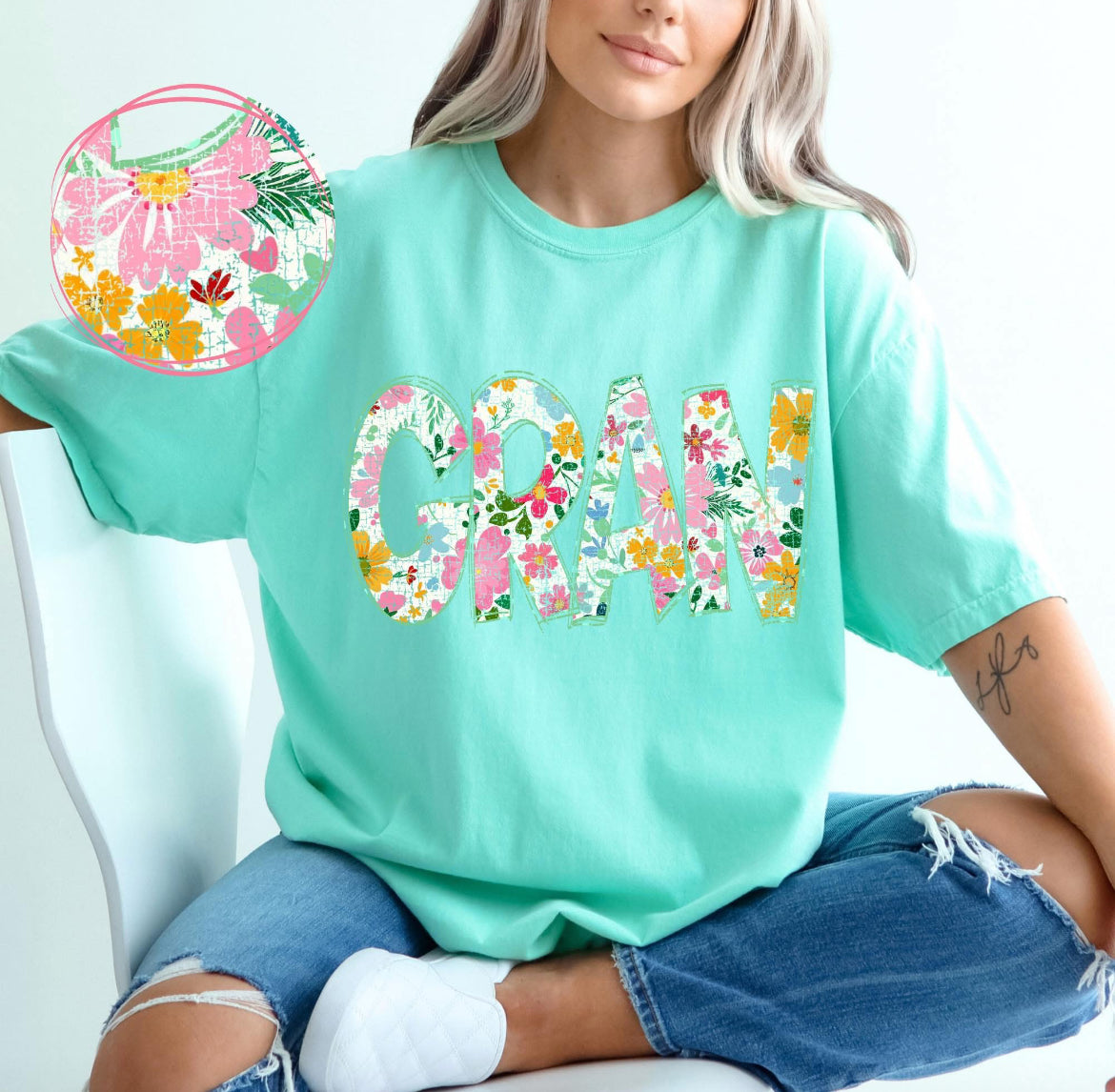 Gran (Floral Doodle Distressed) - DTF