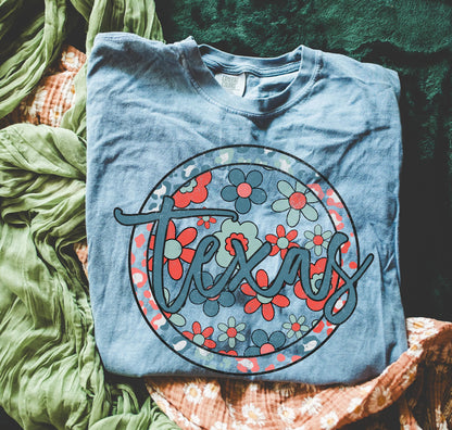 Texas (Patriotic Boho Floral State - transparent and non-transparent) - DTF