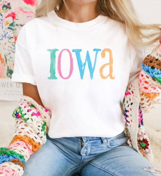 Iowa (distressed watercolor) - DTF
