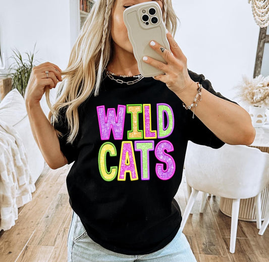 Wildcats (faux neon embroidered diamond) - DTF