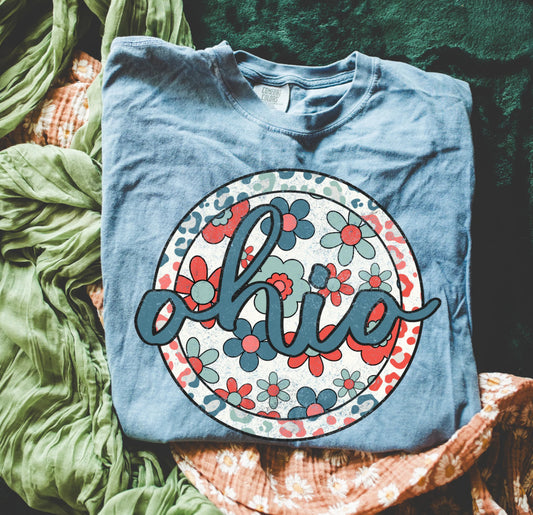 Ohio (Patriotic Boho Floral State - transparent and non-transparent) - DTF