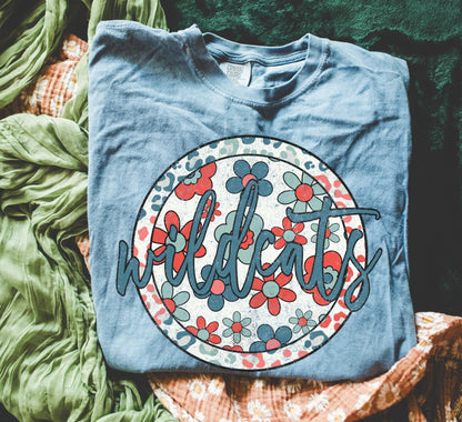 Wildcats (Patriotic Boho Floral Mascot - transparent and non-transparent) - DTF