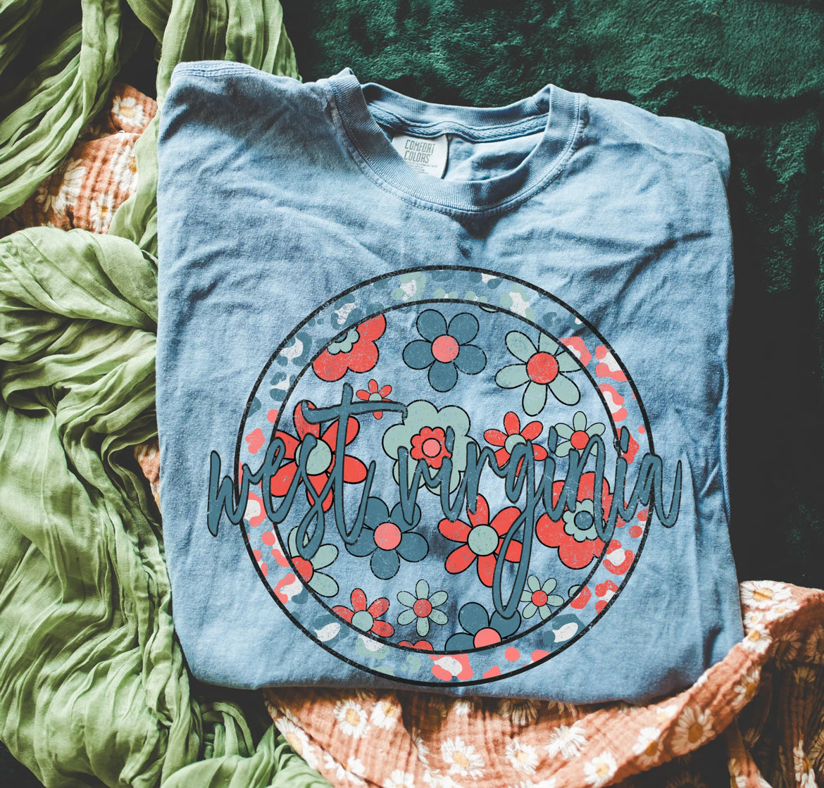 West Virginia (Patriotic Boho Floral State - transparent and non-transparent) - DTF