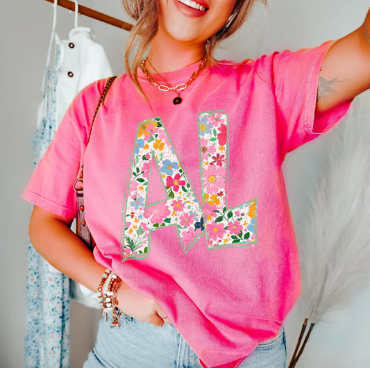 AL (Floral Doodle Distressed State) - DTF