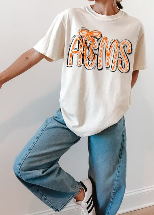 ACMS - Orange/Black Plaid/Bow (Spaced Out School Spirit) - DTF